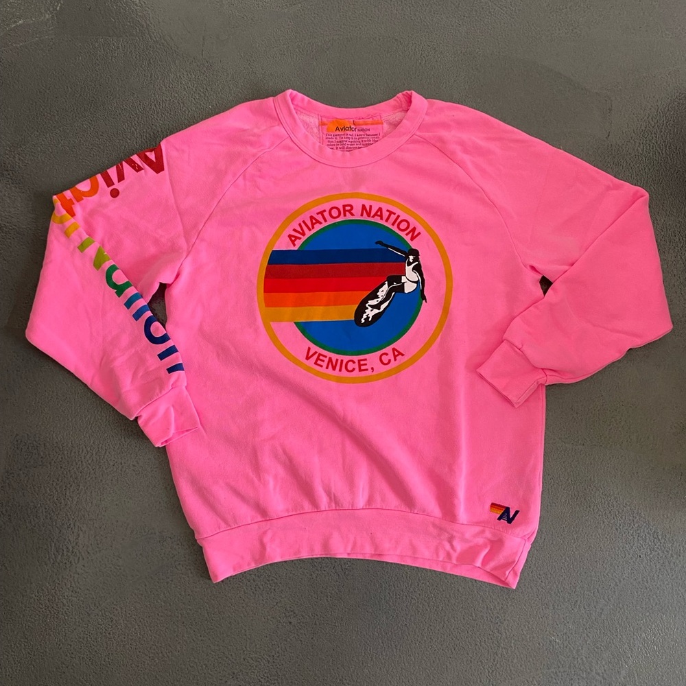 AV Nation Neon Pink Venice Logo Crewneck